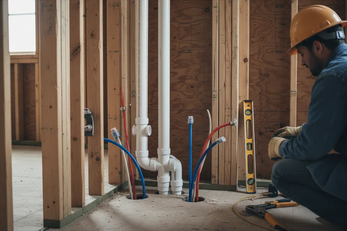 Drain and supply rough-in during Sump Pump Repair in Garrard