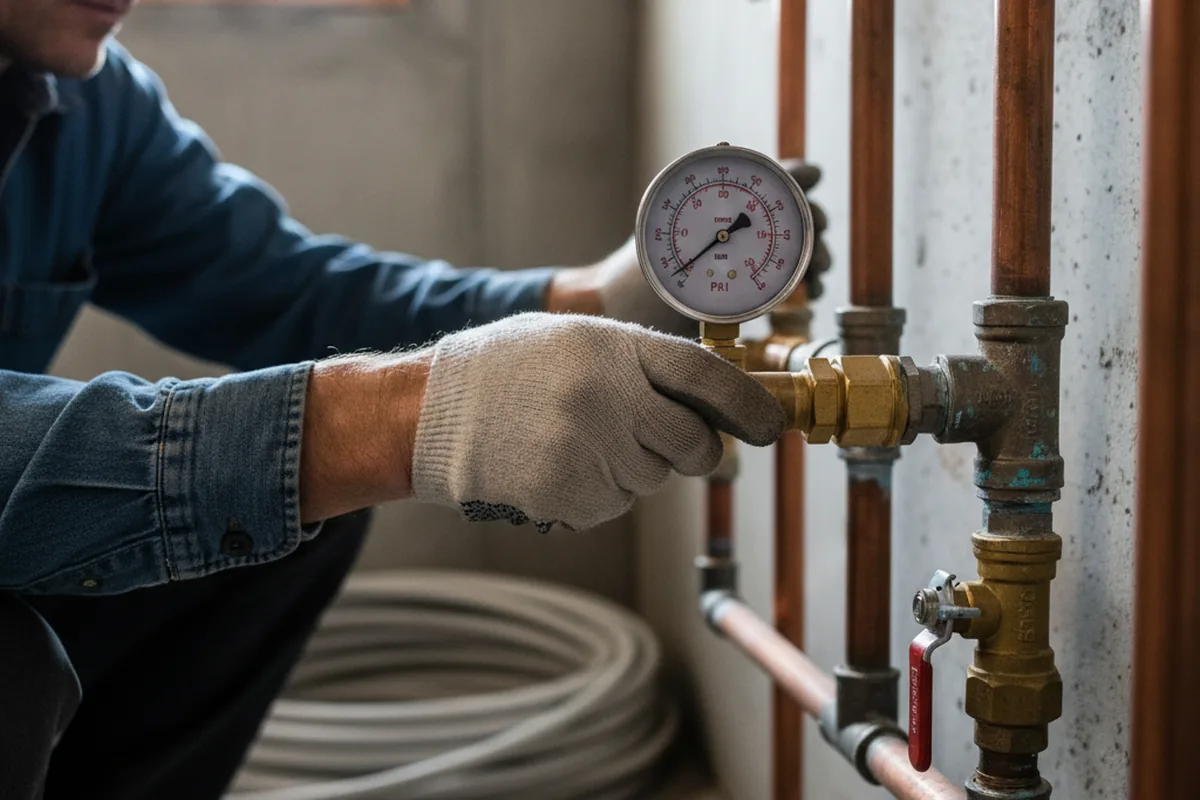 Pressure testing a repaired line during Water Line Repair in Garrard
